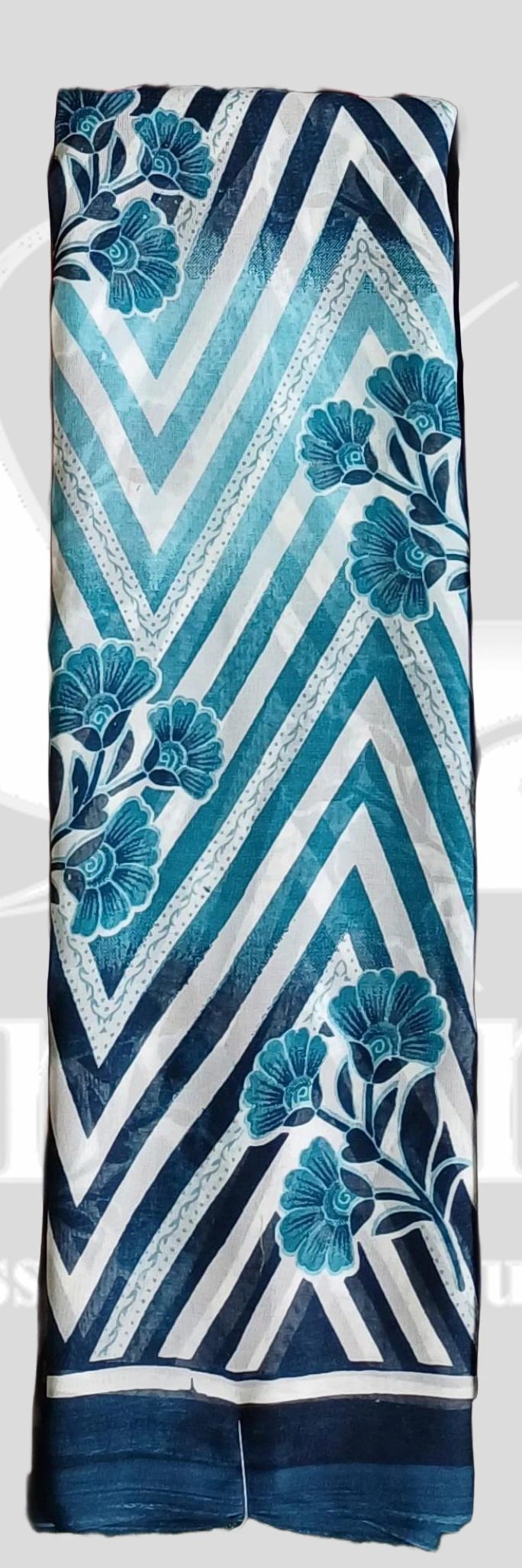 Reniyal (Heavy) Floral & Striped Printed Saree &ndash; SMARTLK1004 &ndash; Sky Blue Mix